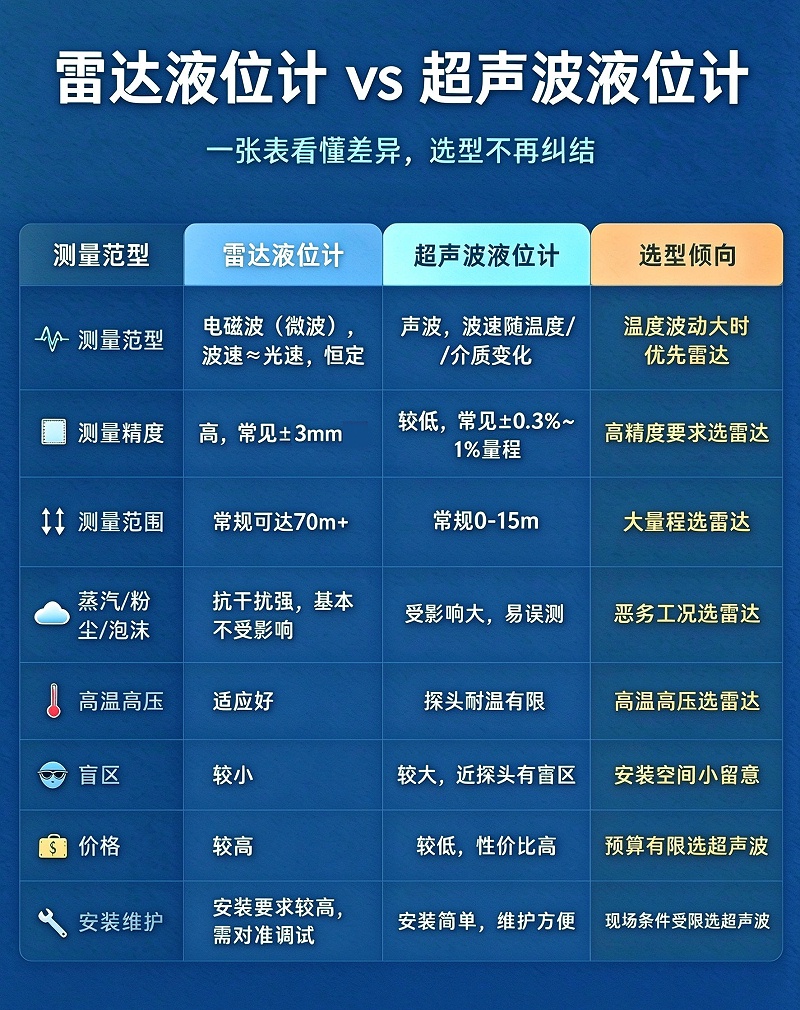 雷达vs超声波对比信息图